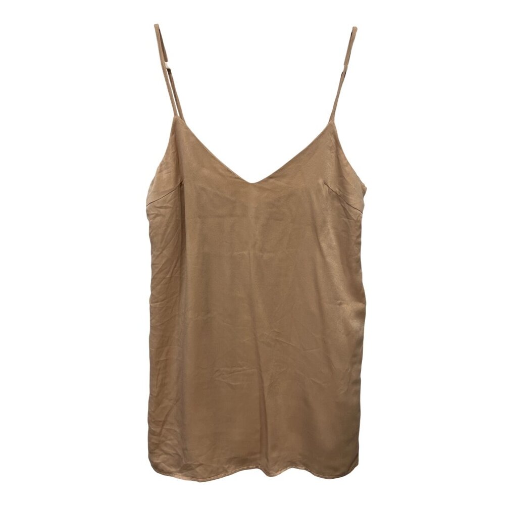 Blue Blush Cami Slip Dress Size Small V Neck Sleeveless Tan Neutral Minimalist